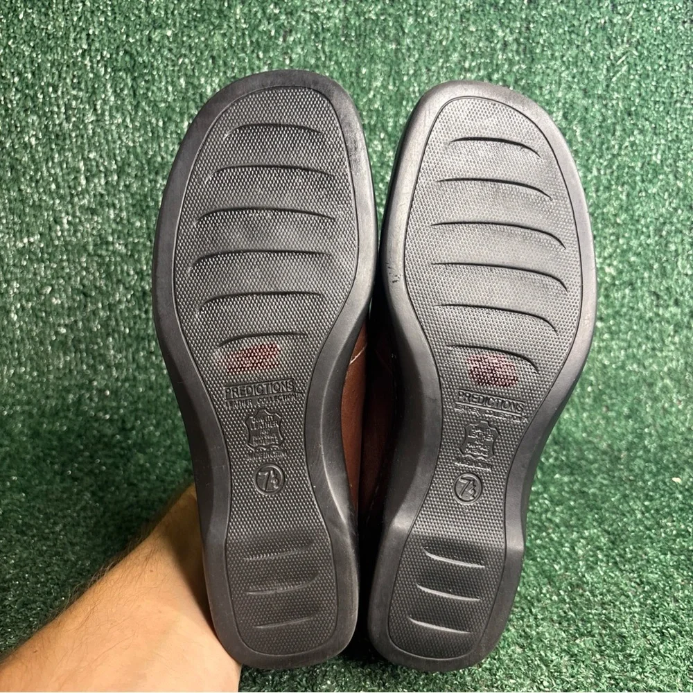 Predictions Leather Collection Brown Slip On Comfort Shoes Women 7.5